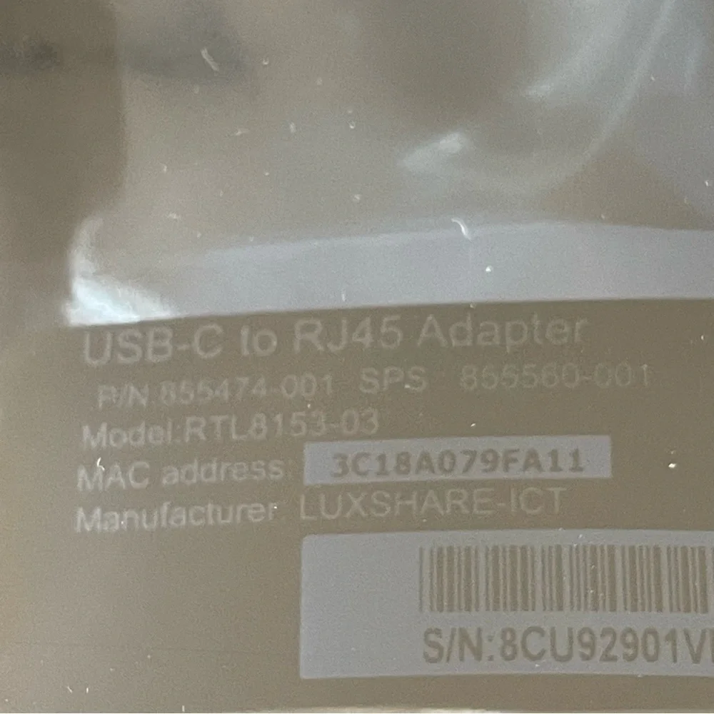 hp assy adapter usb-c to rj45 adapter